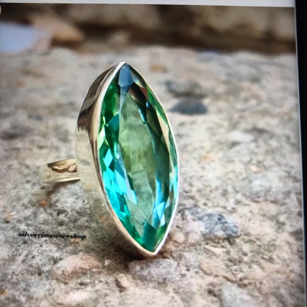 Aquamarine Stamped 925 Sterling Silver Ring 111$